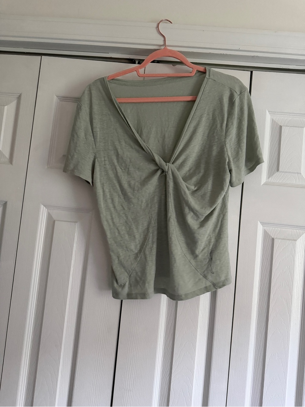 a new day Sage Green Knot-Front Crop Top